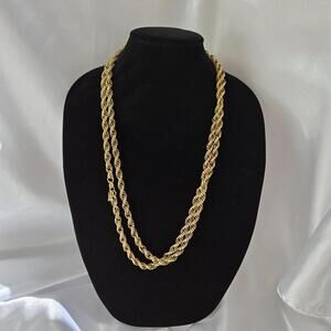 D' Orlan  Goldtone Twisted Chain Necklace - Elegant Statement Piece